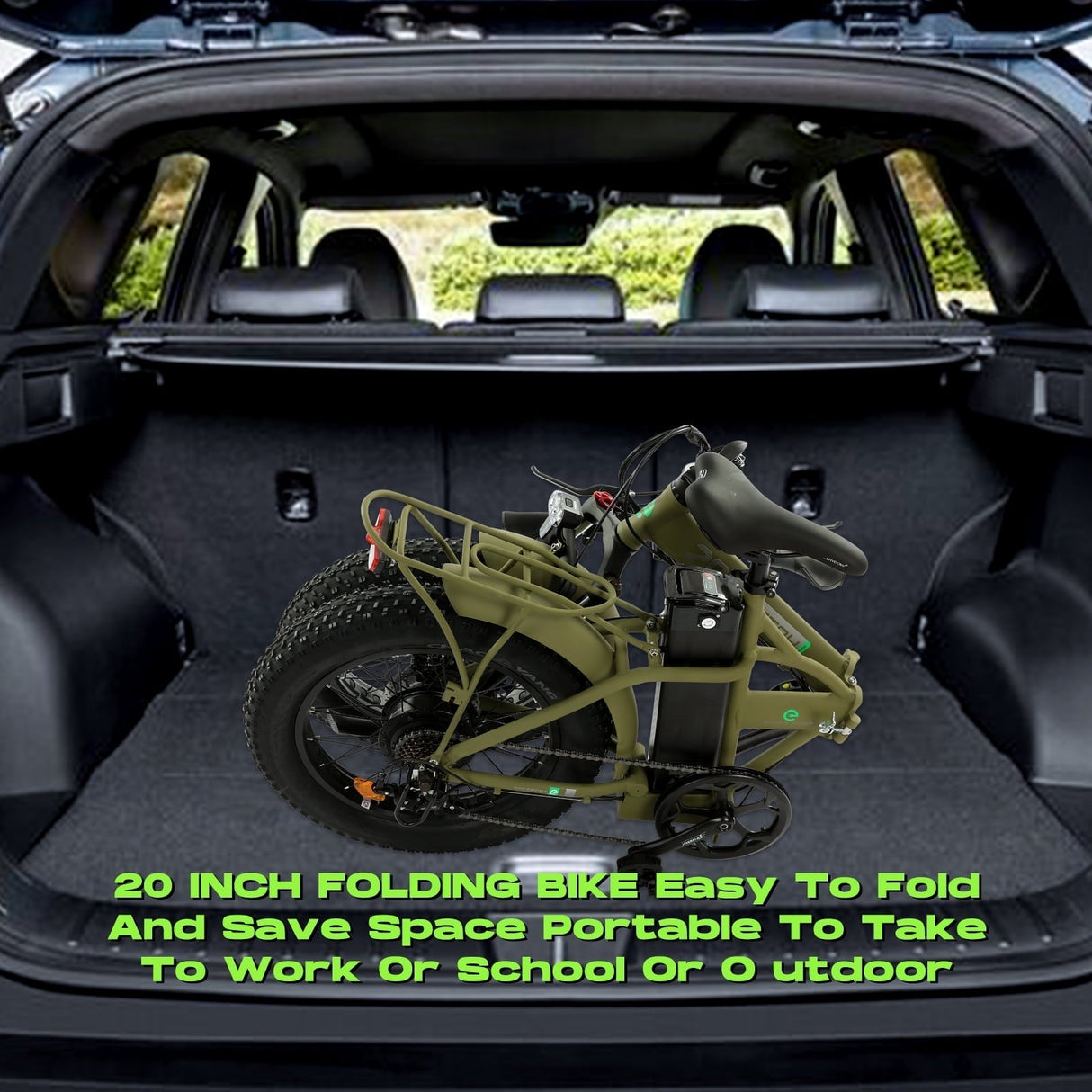 Ecotric 20" 48 V 500 W 15 AH Folding Electric Fat Tire Bicycle Bike City Ebike Black w/ Black A-E516646