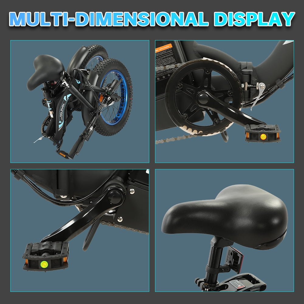 ECOTRIC 500 W 36 V E-Ride Foldable 20“ Electric Bicycle Fat Tire Removable Battery 7 Speed Children A-E516646