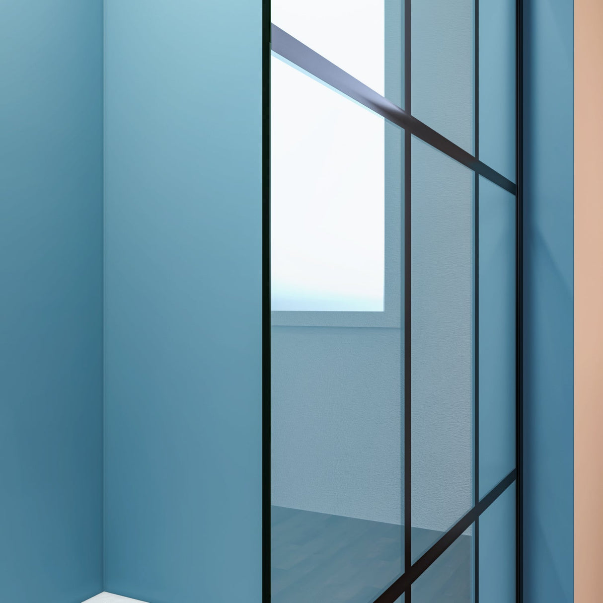 SUNNY SHOWER 34 in. W x 72 in. H Black Finish Walk-in Shower Enclosures