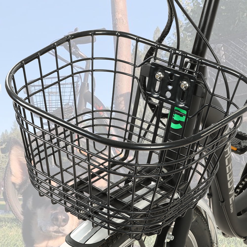 ECOTRIC 26 In. 36 V 10 Ah 350 W Step Through City Electric Bicycle with Basket 7 Speed for Adults Men and Women Pedal Assist Black A-E516646