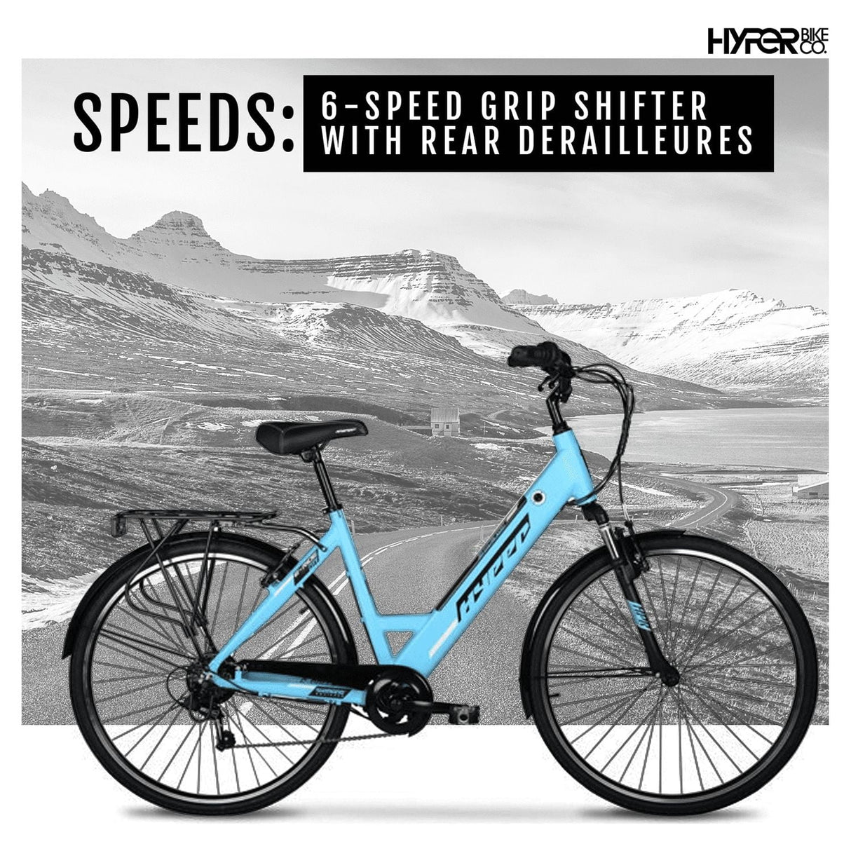 Hyper Bicycles E-Ride 700C 36V Electric Commuter E-Bike for Adults, Pedal-Assist, 250W Motor, Blue