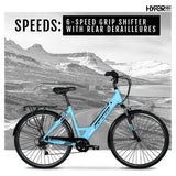 Hyper Bicycles E-Ride 700C 36V Electric Commuter E-Bike for Adults, Pedal-Assist, 250W Motor, Blue