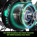 Ecotric 20" 48 V 500 W 15 AH Folding Electric Fat Tire Bicycle Bike City Ebike Black w/ Black A-E516646