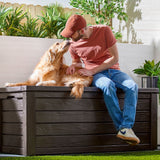 Keter Westwood Outdoor 150 Gal Deck Storage Box for Tools, Brown (2 Pack)