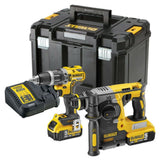 DeWalt DCK207P2T-GB 18v XR Combi Drill & SDS+ Plus Rotary Hammer Drill Twin Kit Inc 2x 5.0Ah Batts