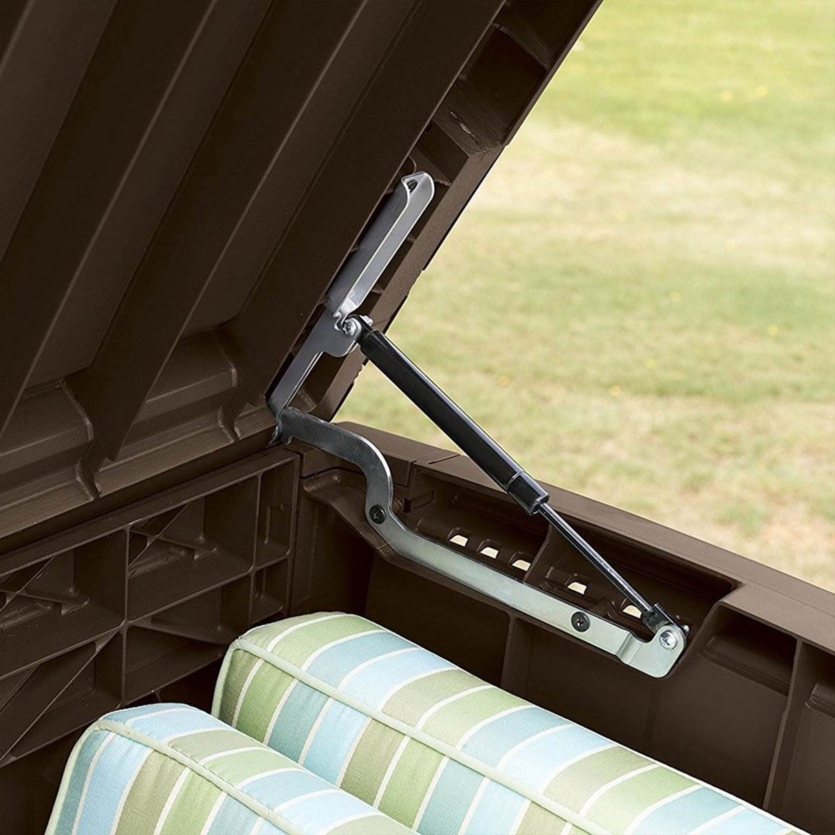 Keter Borneo 110 Gal Rattan Resin Patio Storage Deck Box & Bench (2 Pack)