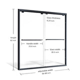 ELEGANT Bathtub Double Sliding Doors 60 in. W x 62 in. H Black Finish