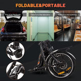 Ecotric E-Ride Electric Bike Trail Riding Ebike Girl Cruiser Foldable 20 inch Wheels 350W 36V Removable Battery 7 Speed City Commuter for Children A-E516646