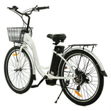 Ecotric 26 Inch 36 V 10 AH 350 W City Bike Electric Bicycle e-bike White with Basket 7 Speed Step Through Commuter for Women Girls A-E516646