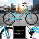 Hyper Bicycle 26" Woman's Commute Bike with Basket, Neon Teal