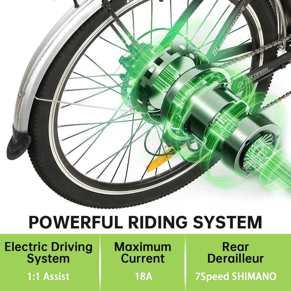 ECOTRIC Electric City 350 W Motor Cruiser Bicycle 26" 20 MPH Cityscape with Basket Removable Lithium Battery Step Through E-bike Commute for Adult Female Male Pedal Assist A-E516646