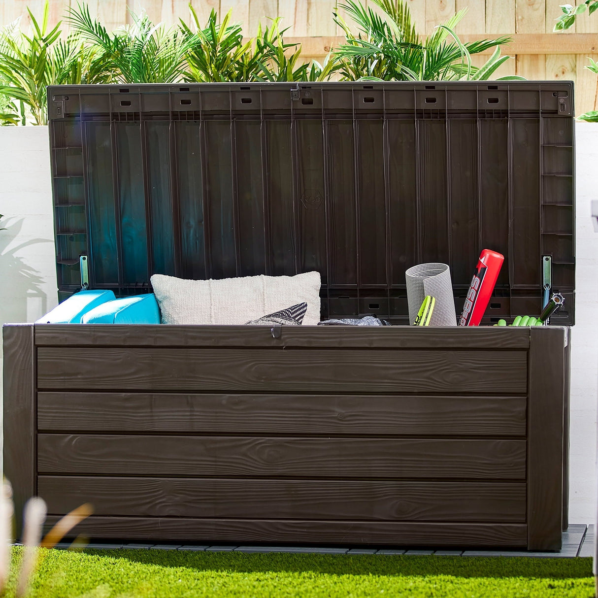 Keter Westwood 150 Gallon Outdoor Furniture Storage Deck Box, Espresso