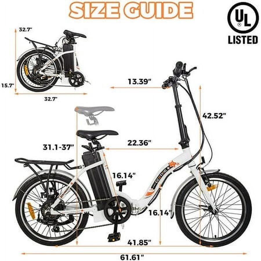 ECOTRIC 20" White Folding Electric Bike Bicycle City Ebike 350W Gear Rear Motor 36V 12.5AH Removable Lithium Battery Alloy Frame Pedal and Throttle Assist LED Display for Children A-E516646