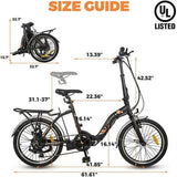 Ecotric E-Ride Electric Bike Trail Riding Ebike Girl Cruiser Foldable 20 inch Wheels 350W 36V Removable Battery 7 Speed City Commuter for Children A-E516646