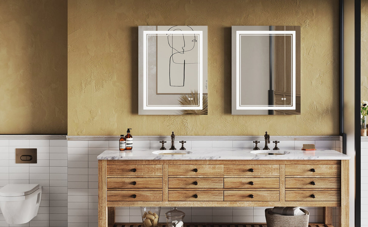 SUNNY SHOWER 28 x 36 in. LED Horizontal Bathroom Mirror With 3 Color Temperature Setting