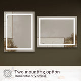 SUNNY SHOWER 36 x 28 in. LED Horizontal Bathroom Mirror With Anti-Fog and Waterproof