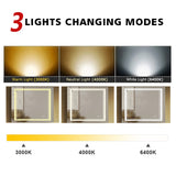 SUNNY SHOWER 36 x 28 in. LED Horizontal Bathroom Mirror With Anti-Fog and Waterproof