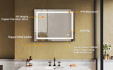 SUNNY SHOWER 36 x 28 in. LED Horizontal Bathroom Mirror With Anti-Fog and Waterproof