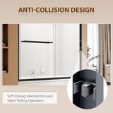 ELEGANT Bathtub Double Sliding Doors 60 in. W x 62 in. H Black Finish
