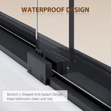 ELEGANT Bathtub Double Sliding Doors 60 in. W x 62 in. H Black Finish