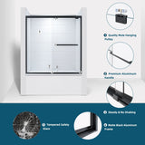 ELEGANT Bathtub Double Sliding Doors 60 in. W x 62 in. H Black Finish