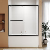 ELEGANT Bathtub Double Sliding Doors 60 in. W x 62 in. H Black Finish