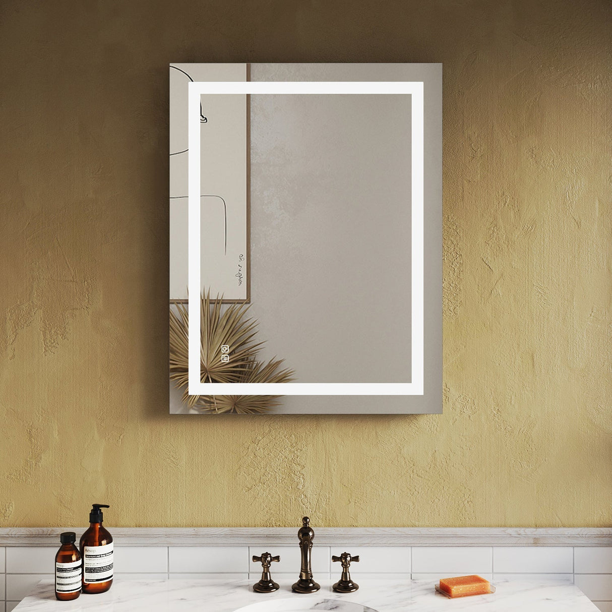 SUNNY SHOWER 36 x 28 in. LED Horizontal Bathroom Mirror With Anti-Fog and Waterproof