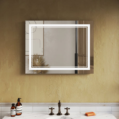 SUNNY SHOWER 28 x 36 in. LED Horizontal Bathroom Mirror With 3 Color Temperature Setting