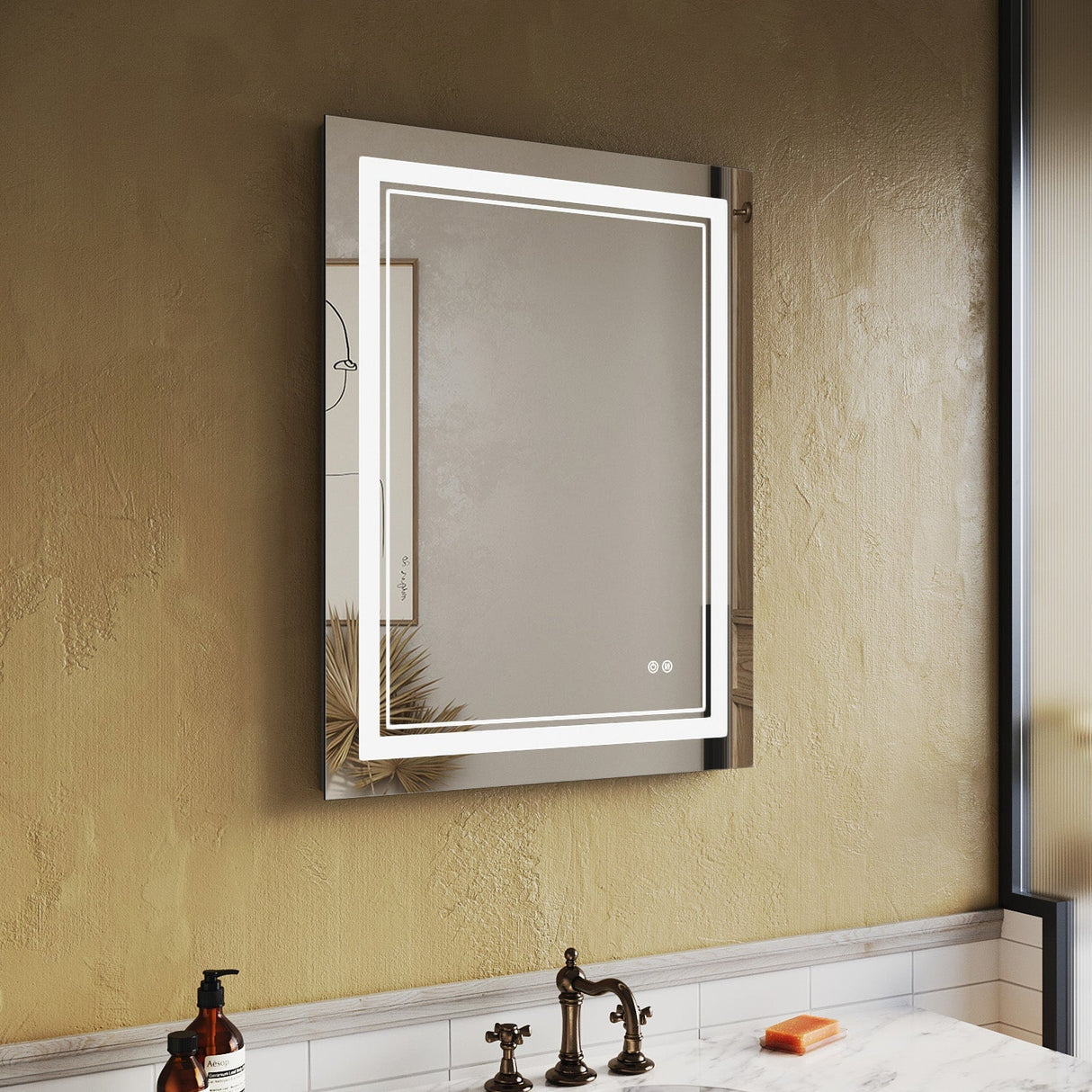 SUNNY SHOWER 28 x 36 in. LED Horizontal Bathroom Mirror With 3 Color Temperature Setting