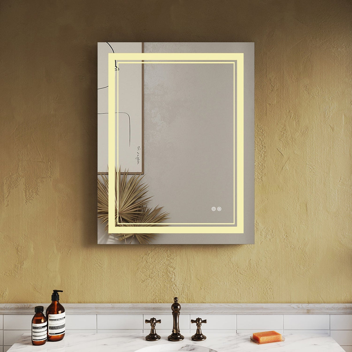 SUNNY SHOWER 28 x 36 in. LED Horizontal Bathroom Mirror With 3 Color Temperature Setting