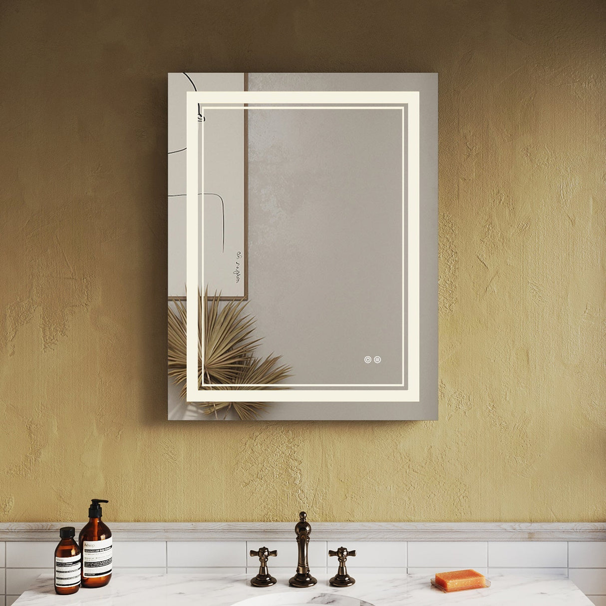 SUNNY SHOWER 28 x 36 in. LED Horizontal Bathroom Mirror With 3 Color Temperature Setting