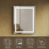 SUNNY SHOWER 28 x 36 in. LED Horizontal Bathroom Mirror With 3 Color Temperature Setting