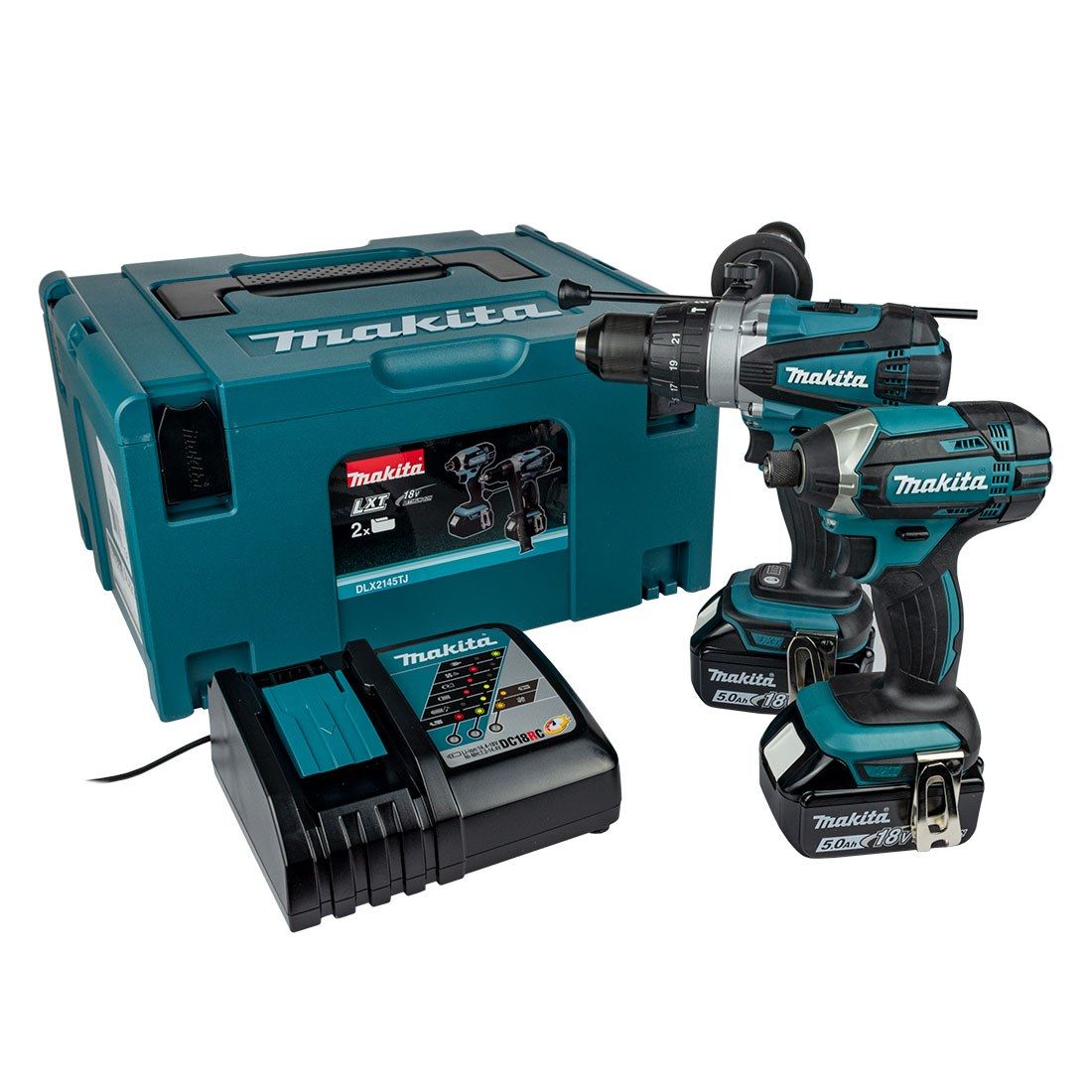 Makita DLX2145TJ 18v Cordless Twin Kit DHP458 Combi Drill & DTD152 Impact Driver inc 2x 5.0Ah Batts