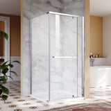 SUNNY SHOWER 36 in. W x 36 in. D x 72 in. H Frameless Chrome Finish Corner Entry Enclosure With Pivot Door And White Square Base