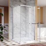 SUNNY SHOWER 36 in. W x 36 in. D x 72 in. H Frameless Chrome Finish Corner Entry Enclosure With Pivot Door And White Square Base