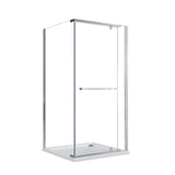 SUNNY SHOWER 36 in. W x 36 in. D x 72 in. H Frameless Chrome Finish Corner Entry Enclosure With Pivot Door And White Square Base