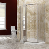 SUNNY SHOWER 36.7 in. W x 36.7 in. D x 71.8 in. H Frosted Chrome Finish Pivot Enclosures With Pivot Door