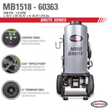 SIMPSON Mini Brute 1500 PSI at 1.8 GPM with Triplex Pump Hot Water Professional Electric Pressure Washer