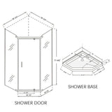 SUNNY SHOWER 36.7 in. W x 36.7 in. D x 71.8 in. H Chrome Finish Pivot Enclosures With Pivot Door And White Diamond Bases